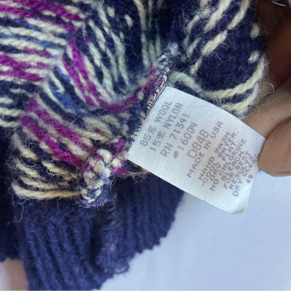 Vintage LL Bean Sweater Women’s Large Wool Fair Isle Nordic Cardigan USA Made - Picture 8 of 9